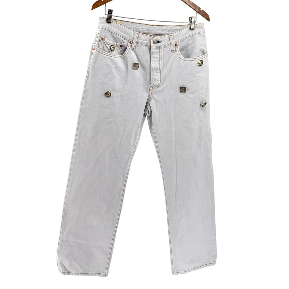 Levi's Light Wash Custom Western Concho Studded 501 '90s Jeans Pants